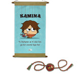 Kamina Print Scroll & Seed Rakhi Combo of 2 (Light Blue)